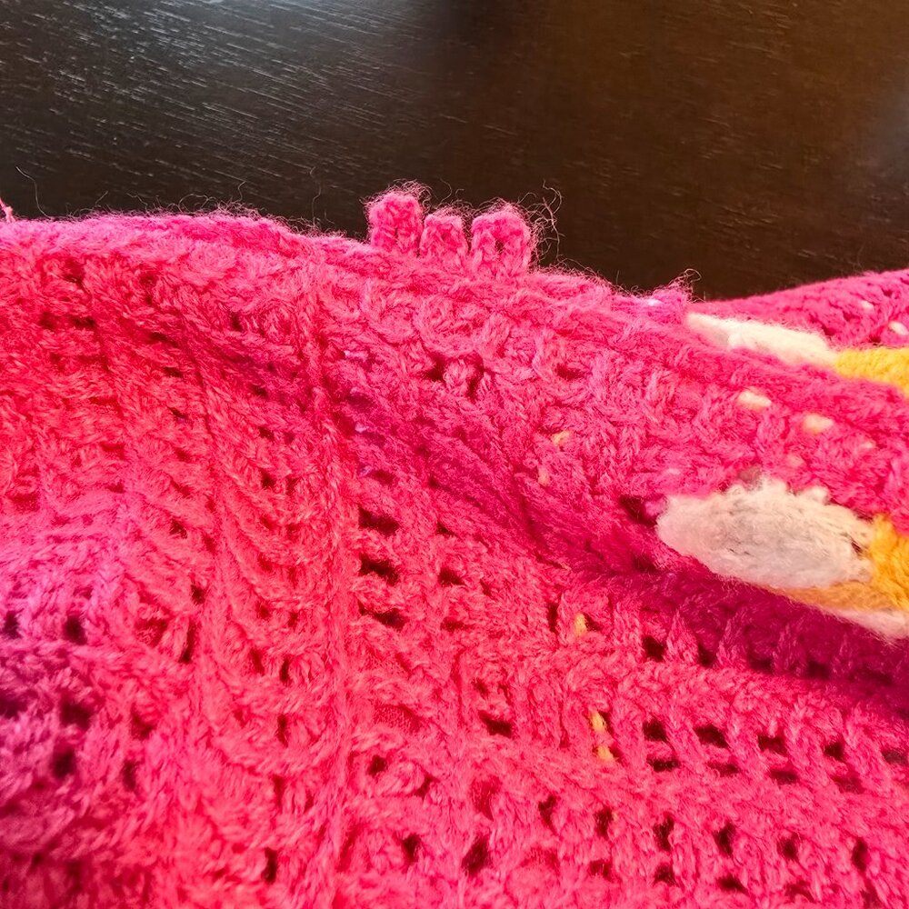 KIngs Road Pink Crochet Lined Dress SL Square Neck Large NWT - Picture 13 of 16